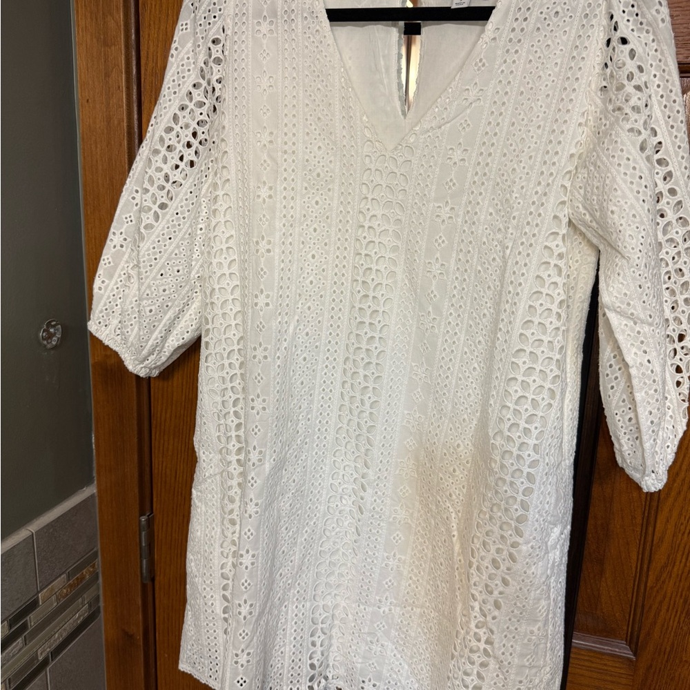 Elegant White Eyelet Women's Top